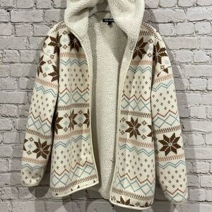 Steve Madden Open Front Coat Jacket Small Sherpa